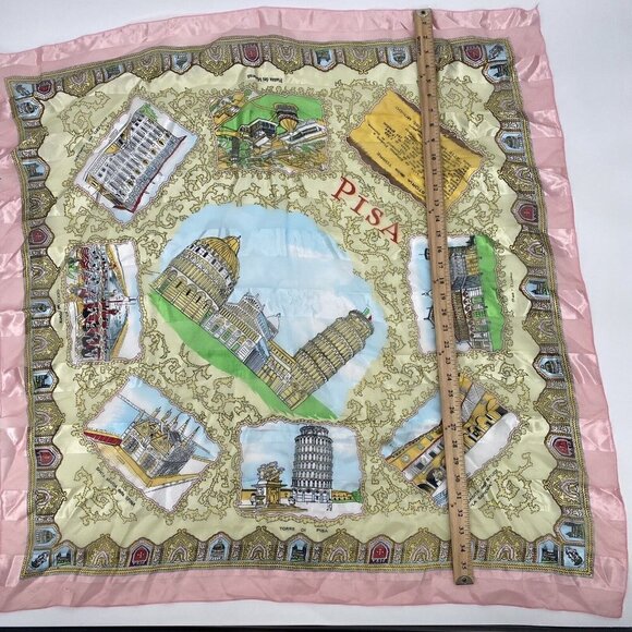 Italy Pisa Souvenir Scarf Multi colored Historical Sites 38"x40" NEW - Picture 4 of 5